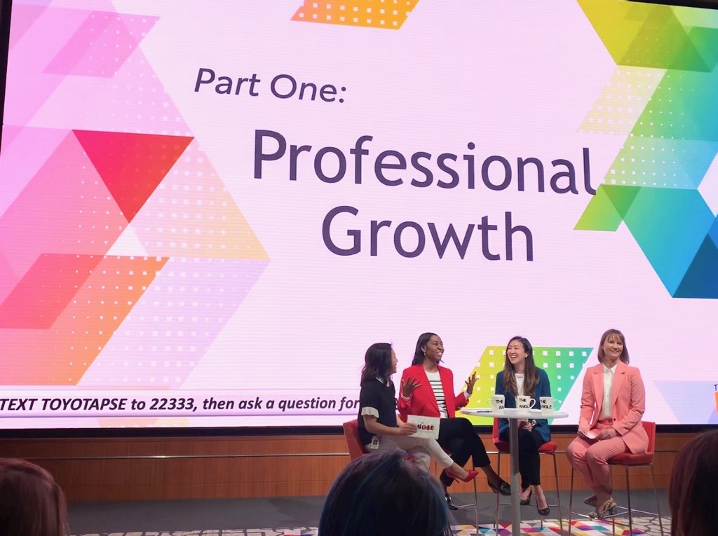 Panel of women discussing professional growth