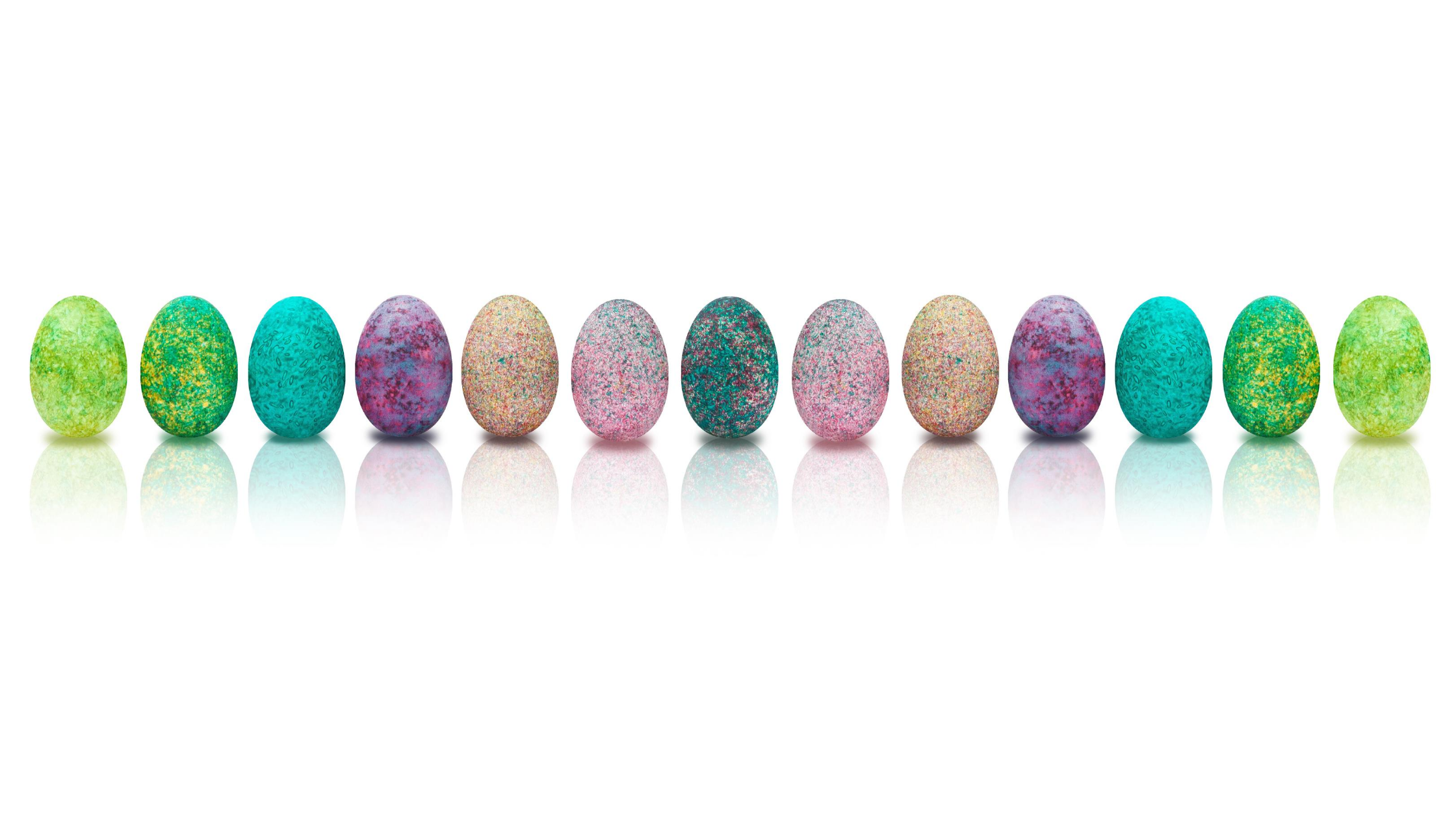 line of Easter eggs